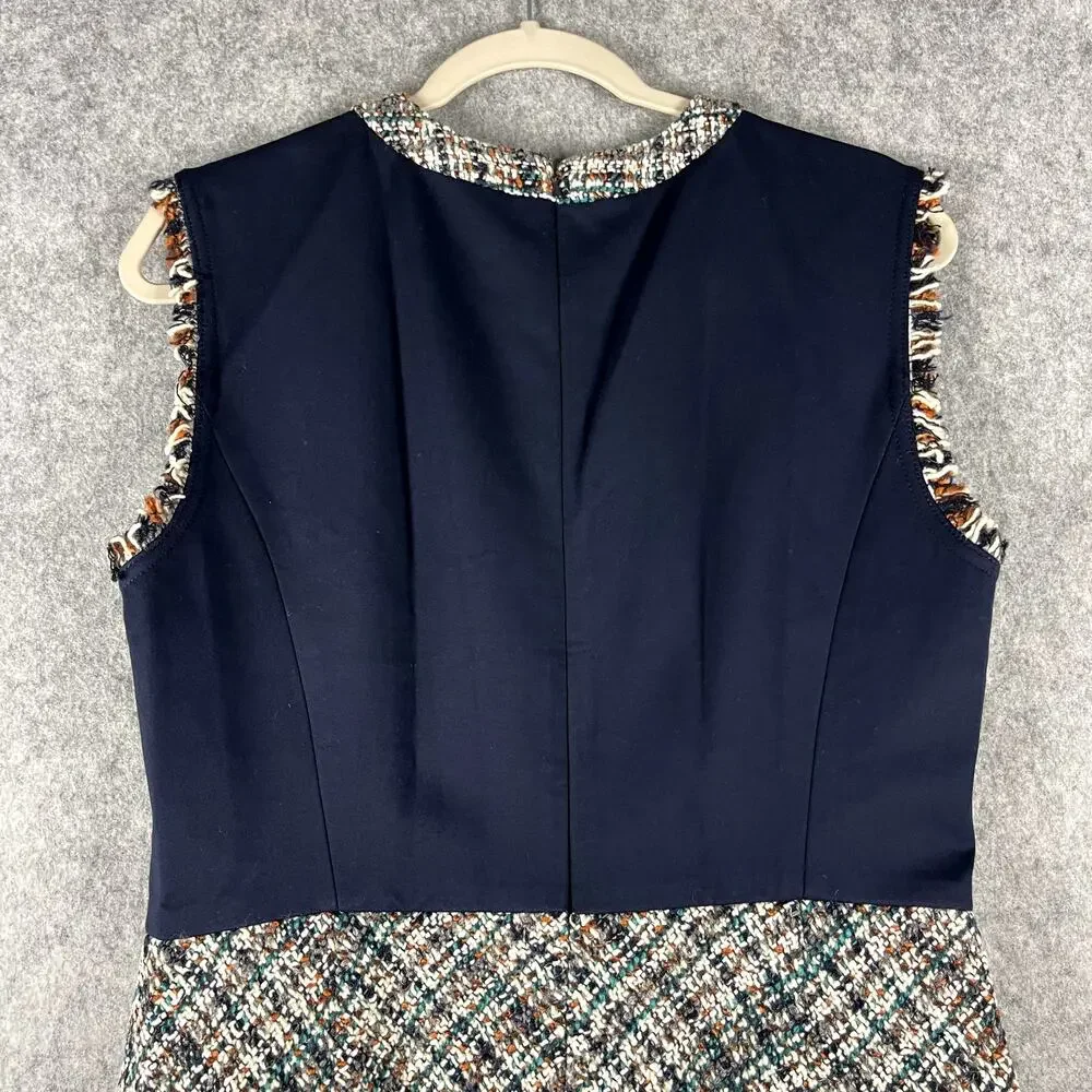 Tory Burch Tweed Pencil‎ Dress Women 10 Textured Academia Career Old Money NEW